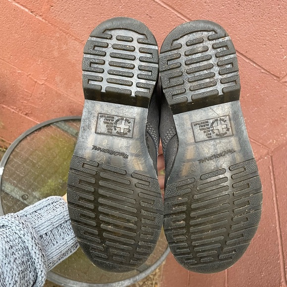 Dr Martens Aimilie Incandescent Gun Metal Suede Leather Fold over Combat boot  8 - Picture 7 of 15